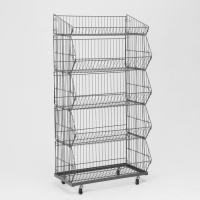 Накопитель разборный на колесах, 5 корзин, 70&times;43&times;147, цвет серый