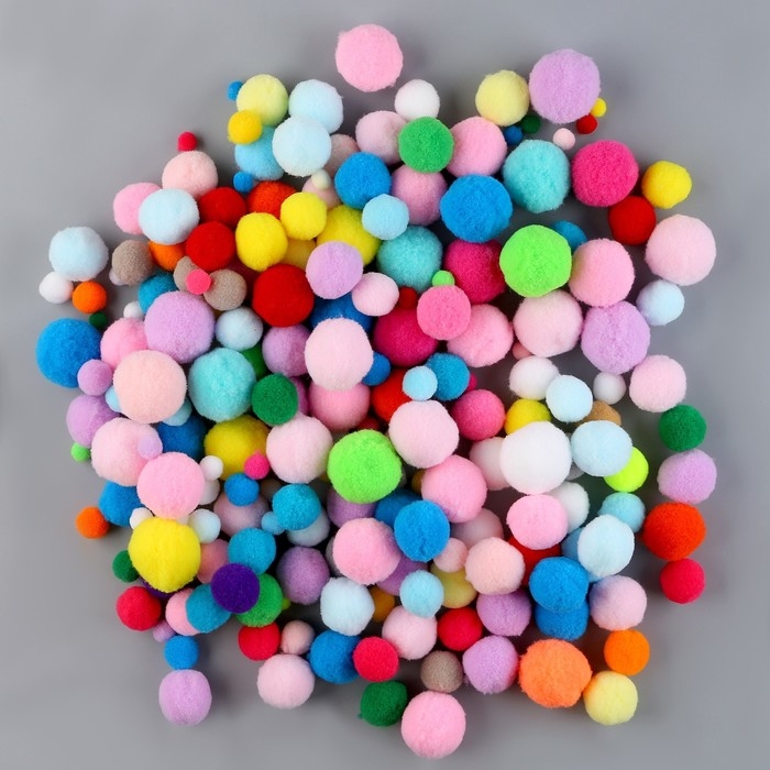 Набор текстильных деталей для декора «Помпоны», 400 шт., размер: от 8 до 30 мм Набор текстильных деталей для декора «Помпоны», 400 шт., размер: от 8 до 30 мм