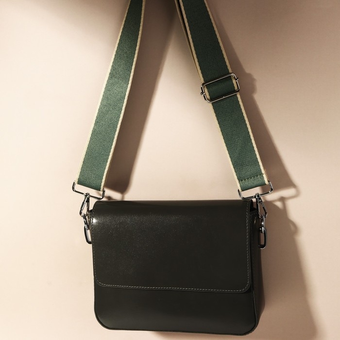 Ручка для сумки, стропа, 135 &plusmn; 3 &times; 3,8 см, цвет изумрудный/молочный