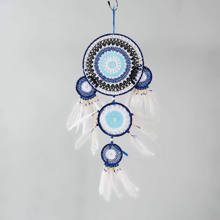 Ловец снов от сглаза 5 колец Ловец снов от сглаза 5 колец "Назар" с перьями 20х55 см