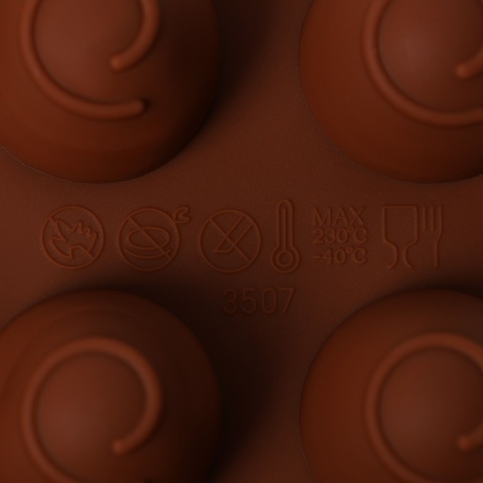 Форма для конфет и шоколада Доляна «Рондо», силикон, 21×10,5×3 см, 15 ячеек, цвет коричневый Форма для конфет и шоколада Доляна «Рондо», силикон, 21×10,5×3 см, 15 ячеек, цвет коричневый
