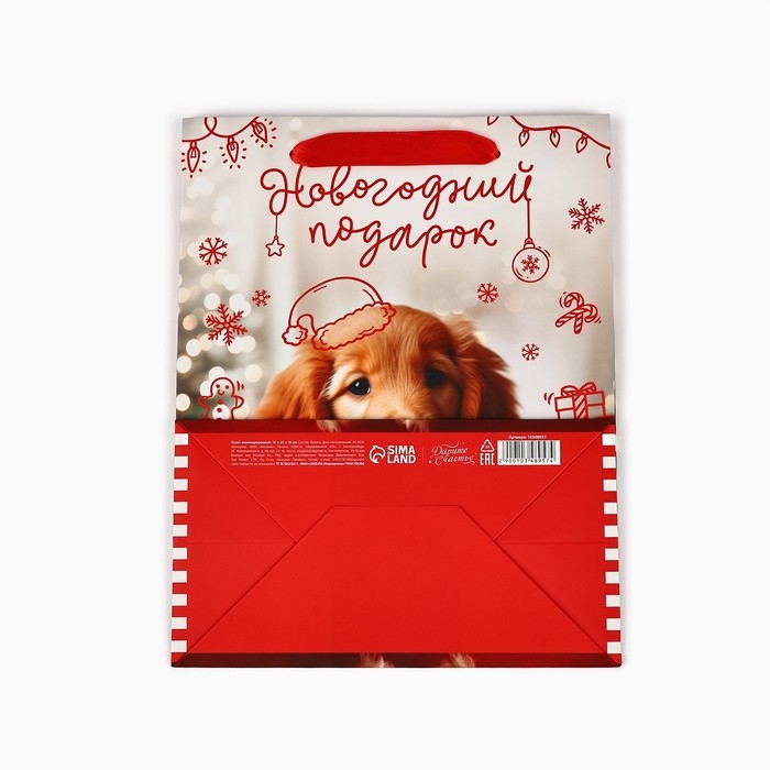 Пакет подарочный новогодний ламинированный &laquo;Новогодний подарок&raquo;, MS 18 х 23 х 10 см , Новый год