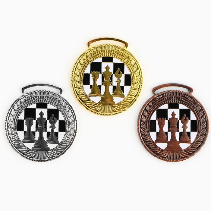 Медаль тематическая 191, «Шахматы», d= 4.5 см. Цвет серебро. Без ленты Медаль тематическая 191, «Шахматы», d= 4.5 см. Цвет серебро. Без ленты
