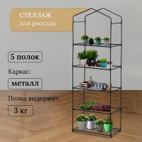 Стеллаж для рассады, 5 полок, 190 × 40 × 65 см, металлический каркас d = 12 мм, без чехла, Greengo Стеллаж для рассады, 5 полок, 190 × 40 × 65 см, металлический каркас d = 12 мм, без чехла, Greengo