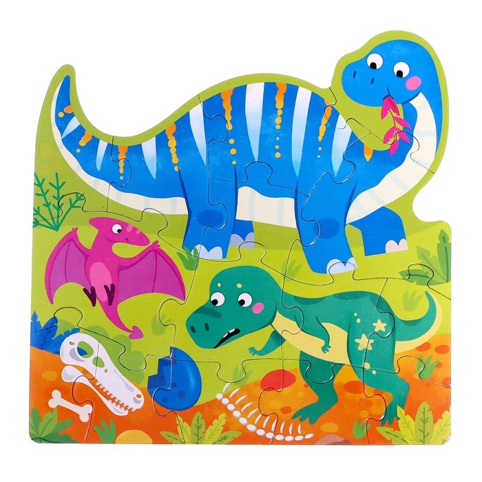 Фигурные пазлы 4 в 1 &laquo;Мир динозавров&raquo;, 9,12,15,20 элементов
