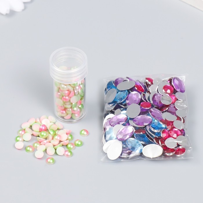 Декор "Градиент розово-зелёный" d=6 мм 10г 200 шт 5х2,5 см МИКС