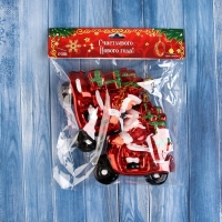 Украшение ёлочное "Дед Мороз на мотике" (набор 2 шт) 10х9,5 см, красный