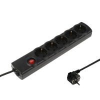Сетевой фильтр Luazon Lighting, 5 розеток, 5 м, 3500 Вт, 3х1 мм2, 16 A, 220 В, c предохранителем, черный Сетевой фильтр Luazon Lighting, 5 розеток, 5 м, 3500 Вт, 3х1 мм2, 16 A, 220 В, c предохранителем, черный