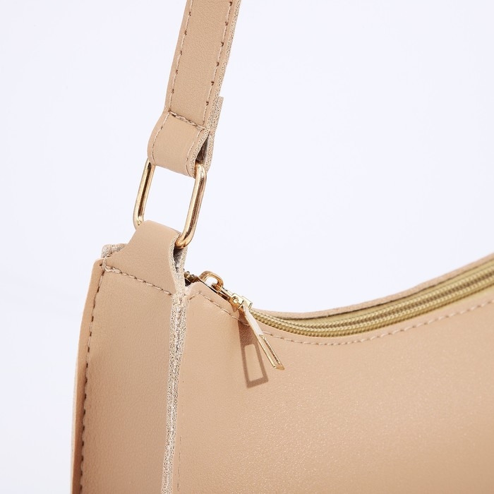 Сумка женская багет на молнии, цвет бежевый