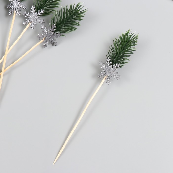 Декор для творчества  "Веточка и Снежинка", 17 см (набор 6 шт)