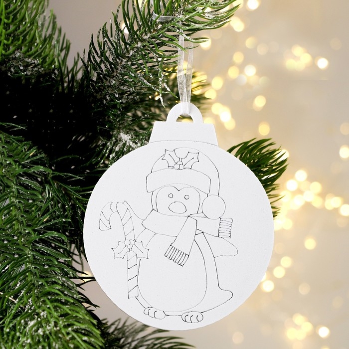 Ёлочное украшение под раскраску &laquo;Пингвин&raquo; 4 шт., кисть