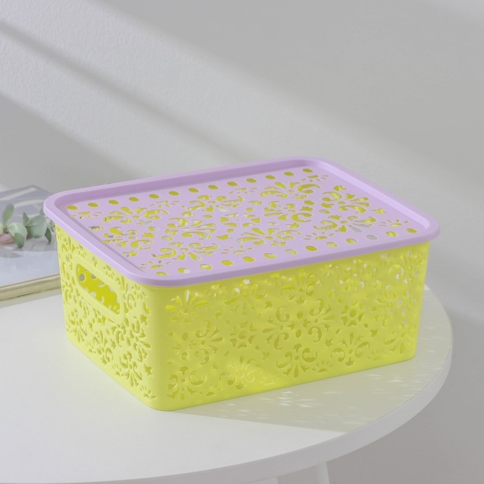 Контейнер для хранения с крышкой &laquo;Узор&raquo;, пластик, 25&times;19&times;10 см, цвет МИКС