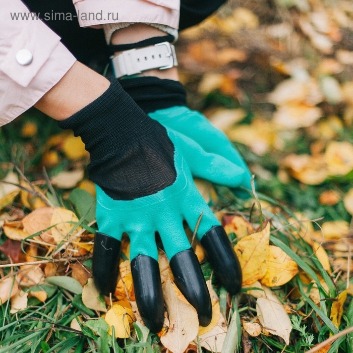 Перчатки садовые, нейлоновые &laquo;Землеройки&raquo;, с латексной пропиткой, с когтями, размер 10, зелёные, Greengo