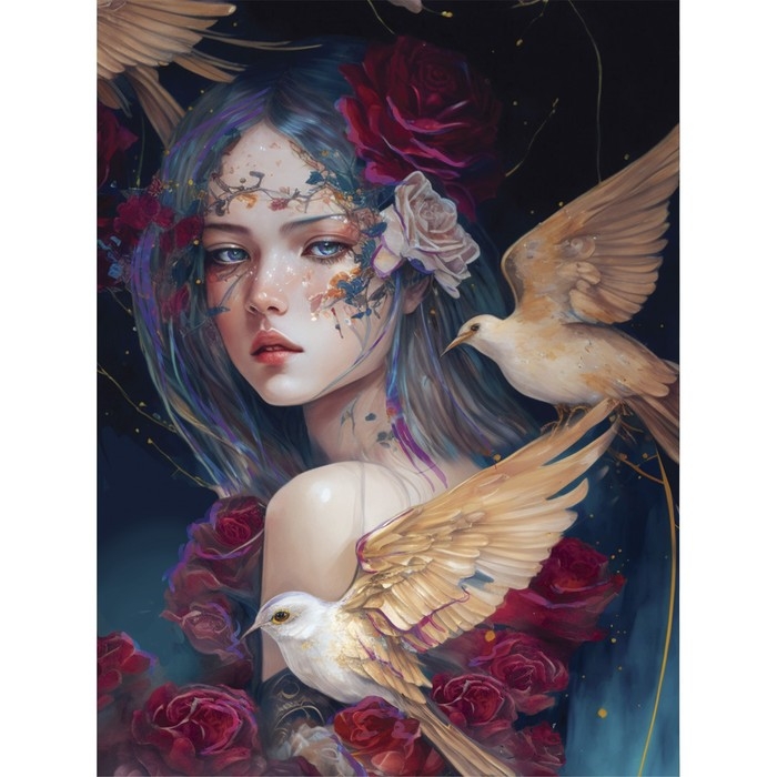 Алмазная мозаика с частичным заполнением на холсте &laquo;Птицы&raquo;, 30 х 40 см