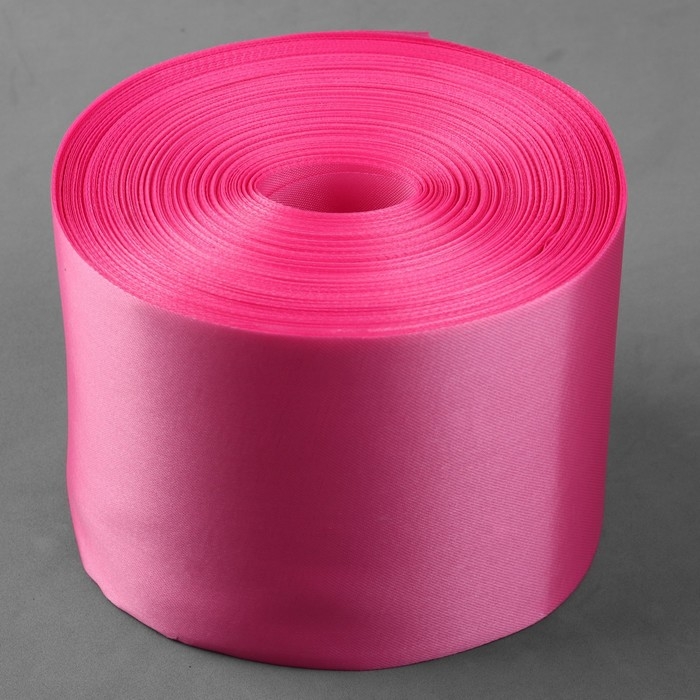 Лента атласная, 100 мм &times; 100 &plusmn; 5 м, цвет розовый