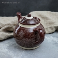Чайник Риштанская Керамика "Узоры", 700 мл, коричневый Чайник Риштанская Керамика "Узоры", 700 мл, коричневый