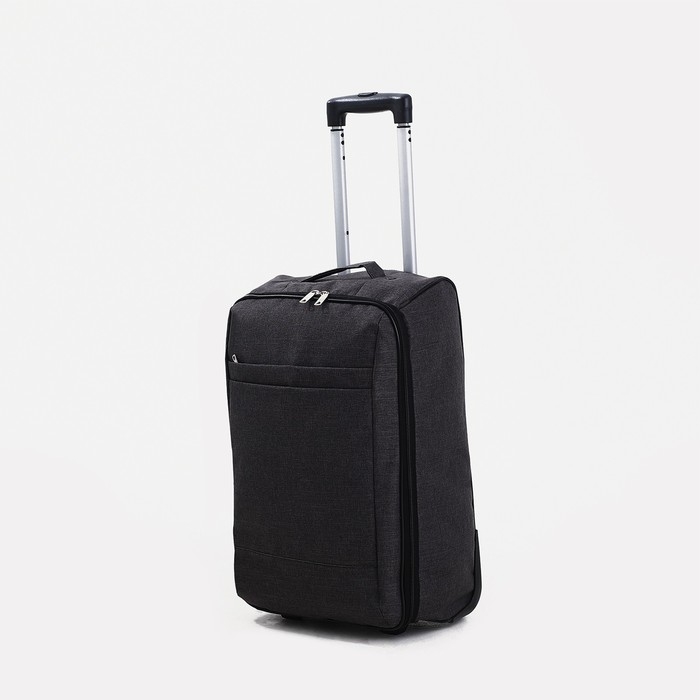 Чемодан малый 36 л (S), &laquo;Фабрика КАРТЕКС&raquo;, отдел на молнии, наружный карман, 2 колеса, цвет тёмно-серый