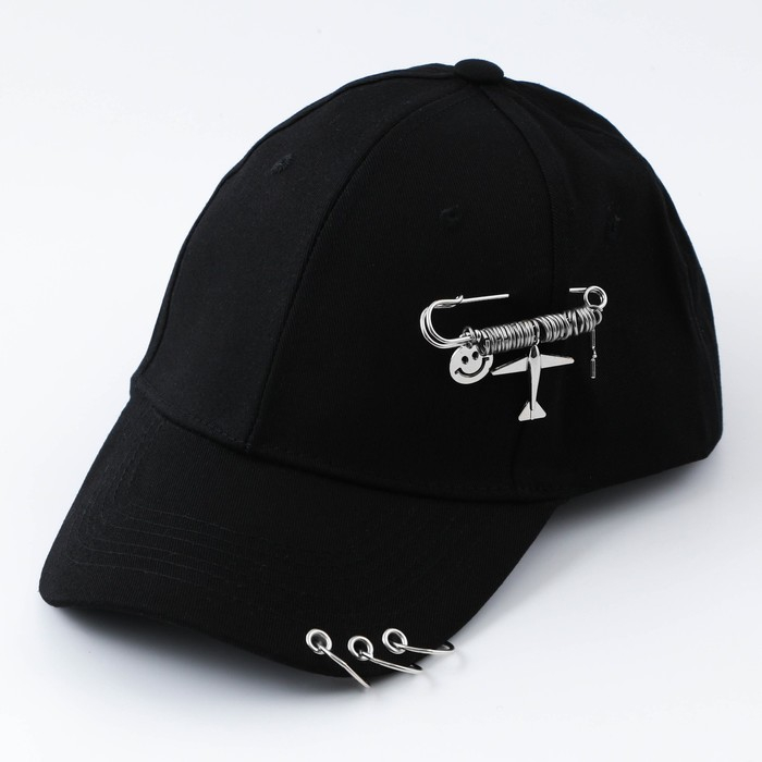 Кепка женская с кольцами, цвет чёрный, р-р 56 Кепка женская с кольцами, цвет чёрный, р-р 56