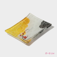 Набор для суши из стекла Доляна &laquo;Абстракция&raquo;, 3 предмета: соусники 8&times;2 см, 8&times;6 см, подставка 25&times;15&times;2 см