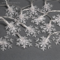 Гирлянда «Нить» 3 м с насадками «Снежинки большие», IP20, прозрачная нить, 20 LED, свечение мульти (RG/RB), мигание, USB Гирлянда «Нить» 3 м с насадками «Снежинки большие», IP20, прозрачная нить, 20 LED, свечение мульти (RG/RB), мигание, USB