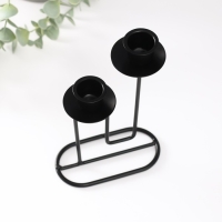 Подсвечник металл на 2 свечи "Кривая линия" d=2 см чёрный 11,5х6х17 см Подсвечник металл на 2 свечи "Кривая линия" d=2 см чёрный 11,5х6х17 см