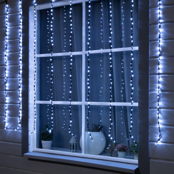 Гирлянда &laquo;Водопад&raquo; 2 &times; 1.5 м, IP44, тёмная нить, 400 LED, свечение белое, 8 режимов, 220 В