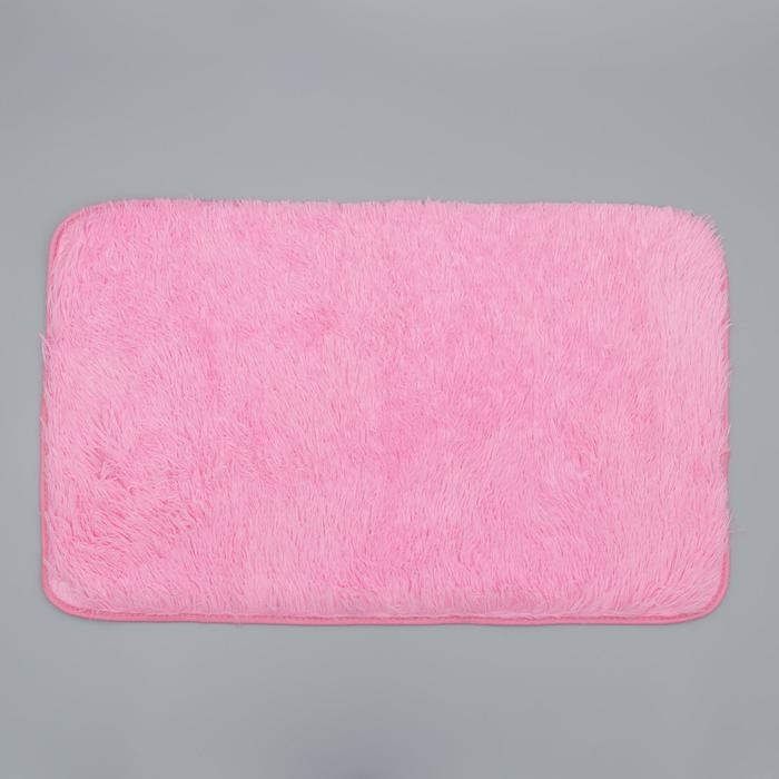 Коврик для ванной и туалета Доляна «Пушистик», 50×80 см, цвет розовый Коврик для ванной и туалета Доляна «Пушистик», 50×80 см, цвет розовый