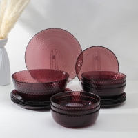 Набор стеклянной посуды &laquo;Идиллия&raquo;, 19 предметов, цвет лилак