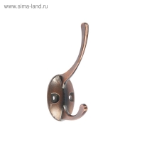 Крючок мебельный ТУНДРА TKD008, двухрожковый, медь Крючок мебельный ТУНДРА TKD008, двухрожковый, медь