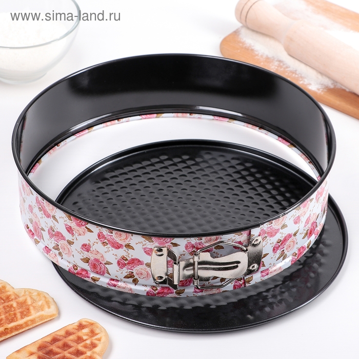 Форма для выпечки разъёмная Доляна «Букетик. Круг», d= 26 см, антипригарное покрытие, цвет белый Форма для выпечки разъёмная Доляна «Букетик. Круг», d= 26 см, антипригарное покрытие, цвет белый