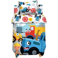 Постельное бельё Синий трактор &laquo;Стройка&raquo; 112х147 см, 60х120+20 см, 40х60 см, 100% хлопок, бязь 125 г/м2