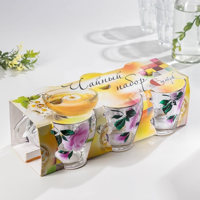 Набор кружек &laquo;Розовые лепестки&raquo;, 250 мл, в подарочной упаковке, 6 шт, микс