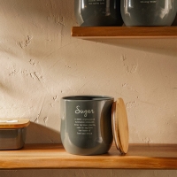 Банка для сахара SL Home, 12×12 см, цвет серый, с бамбуковой крышкой Банка для сахара SL Home, 12×12 см, цвет серый, с бамбуковой крышкой