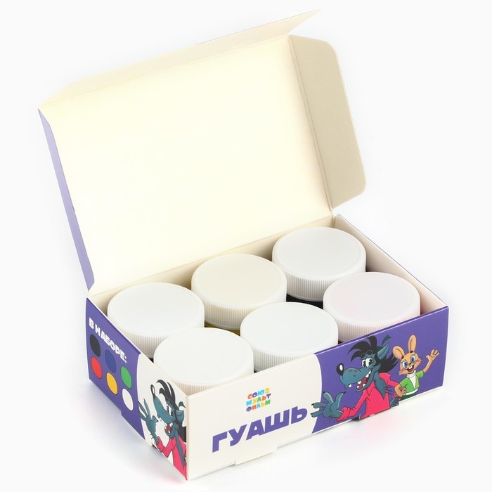 Гуашь 6 цветов по 10 мл, &laquo;Ну, погоди!&raquo;, Союзмультфильм