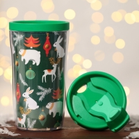 Новый год. Термостакан со вставкой &laquo;Новогодние животные&raquo;, 250 мл
