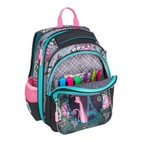 Рюкзак каркасный 39 х 29 х 17 см, Across 410, наполнение: мешок, пенал, серый/розовый ACR22-410-13