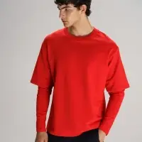 Футболка оверсайз с двойным рукавом Kosmos, красная, размер XS/S