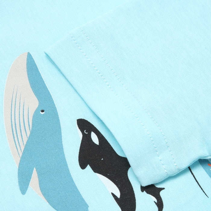 Комплект для мальчика "Киты" (футболка/шорты), цвет голубой/синий, рост 128-134 см