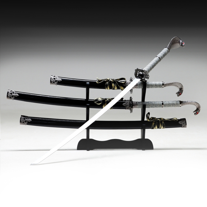 Сув. изделие катаны 3в1 на подставке, кобра, 105 см, 85 см, 60см Сув. изделие катаны 3в1 на подставке, кобра, 105 см, 85 см, 60см