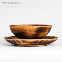 Набор деревянных тарелок из цельного кедра Mаgistrо, 2 шт: 20&times;2,5 см, 16&times;6 см, обожжённые