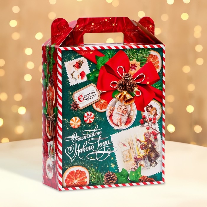 Новый год. Подарочная коробка новогодняя Изумрудный Винтаж 17 х 7 х 25,5 см. Новый год. Подарочная коробка новогодняя Изумрудный Винтаж 17 х 7 х 25,5 см.