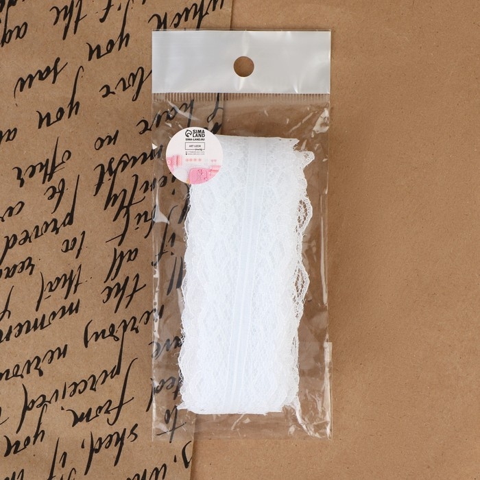 Кружево капроновое, 32 мм &times; 10 &plusmn; 1 м, цвет белый