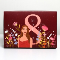 Коробка подарочная складная, упаковка, &laquo;8 марта, girl&raquo;, 30 х 20 х 9 см