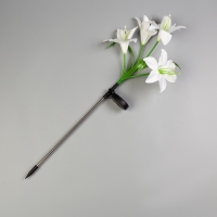 Садовый светильник на солнечной батарее &laquo;Лилия белая&raquo;, 80 см, 4 LED, свечение мульти (RGB)