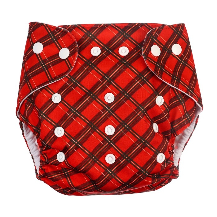 Многоразовый подгузник «Новогодняя клетка», 0-36 мес., цвет красный, подарочная упаковка, Крошка Я Многоразовый подгузник «Новогодняя клетка», 0-36 мес., цвет красный, подарочная упаковка, Крошка Я