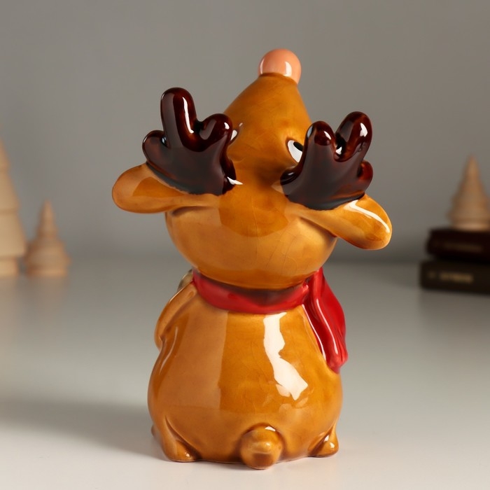 Сувенир керамика Сувенир керамика "Поющий лосёнок в красном шарфе" 8,5х9,5х14,5 см