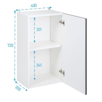 Шкаф навесной 400 Хельга, 400х300х720, Белый/Олива софт МДФ Шкаф навесной 400 Хельга, 400х300х720, Белый/Олива софт МДФ