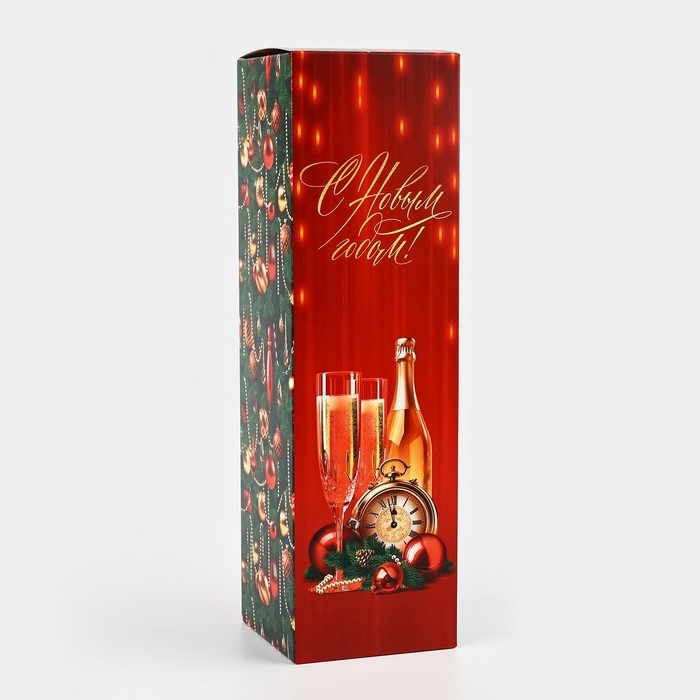 Коробка подарочная новогодняя складная &laquo;Шампанское &raquo;, 9.5 х 32.5 х 9.5 см, Новый год