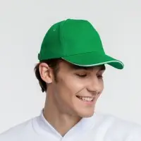 Бейсболка Classic, ярко-зеленая с белым кантом