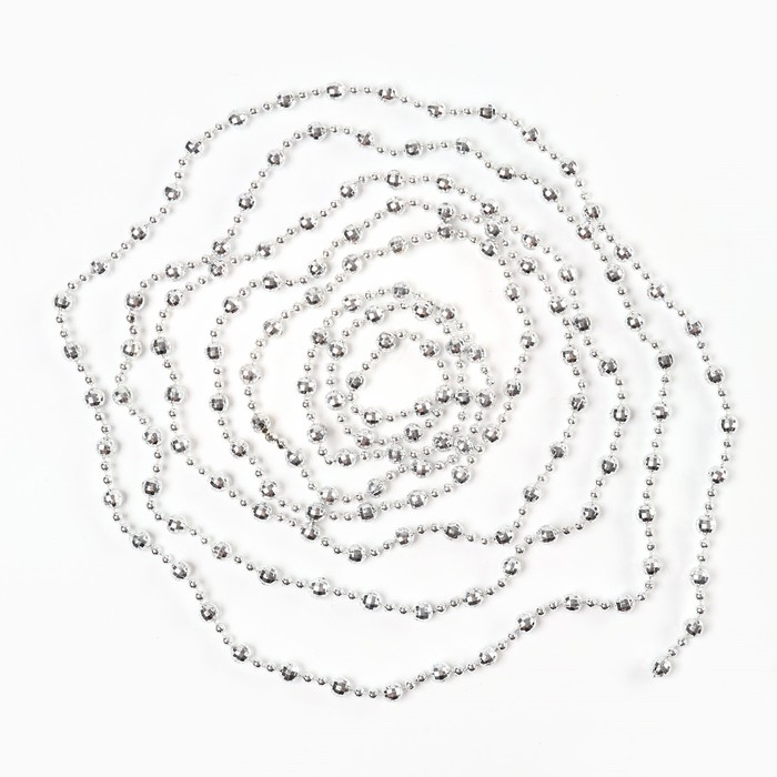 Новогодние бусы на ёлку, на Новый год, 0,8х0,8х300 см., цвет серебристый